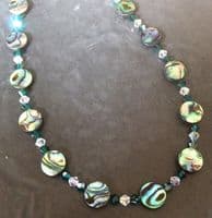 CHOOSE YOUR SHAPE & CRYSTAL COLOUR! Paua & Cut Glass Crystal Necklace PN08