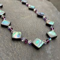 CHOOSE YOUR SHAPE & CRYSTAL COLOUR! Paua & Cut Glass Crystal Necklace PN08