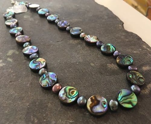 CHOOSE YOUR SHAPE! Paua & Freshwater Peacock Pearls - PFN13-PP