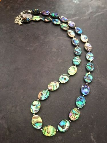 CHOOSE YOUR SHAPE! Paua & Silver Bead Necklace PN22 24"