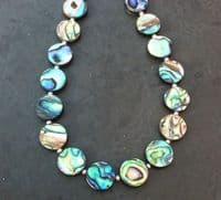 CHOOSE YOUR SHAPE!  Paua & Silver Bead Necklace PN22
