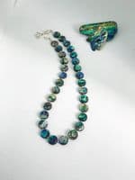 CHOOSE YOUR SHAPE!  Paua & Silver Bead Necklace PN22