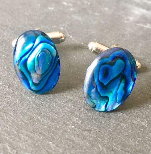 Cufflinks - Paua Blue Oval