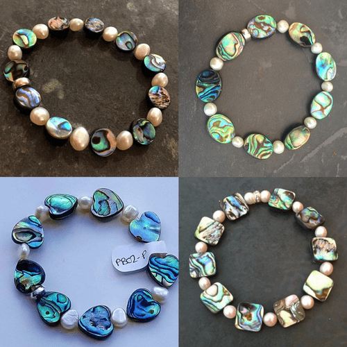 CUSTOMISABLE: Bracelet - Paua & Freshwater Pearls - PB02-P