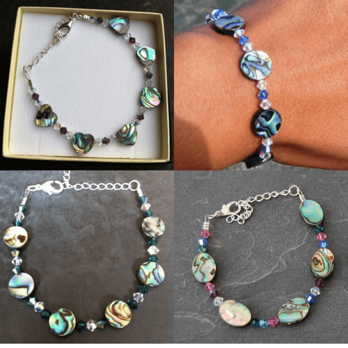 CUSTOMISABLE: Paua & Cut Glass Crystal Full Bracelet PB08