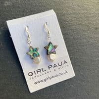 CUSTOMISABLE: Paua & Freshwater Pearl Earrings PE02-P
