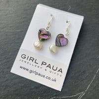 CUSTOMISABLE: Paua & Freshwater Pearl Earrings PE02-P