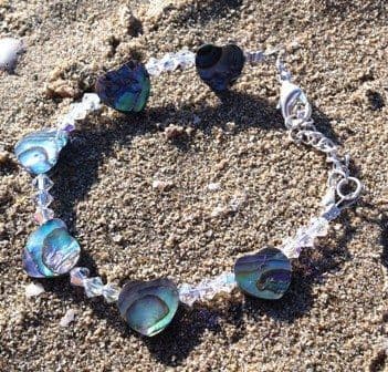 CUSTOMISABLE: Paua & Swarovski Extension Bracelet Clear AB Crystals PB09