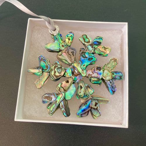 Decoration - Paua Shell Mosaic Hanging Snowflake (double sided)