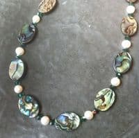 DESIGN YOUR OWN! Paua, Freshwater Pearl & Cut Glass Crystal Necklace PN10C COLOUR AB