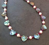 DESIGN YOUR OWN! Paua, Freshwater Pearl & Cut Glass Crystal Necklace PN10C COLOUR AB