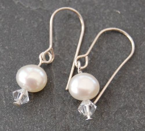 Earrings - Freshwater Pearl & Crystal Earrings