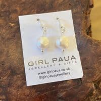 Earrings - Freshwater Pearl & Silver Ball Earrings