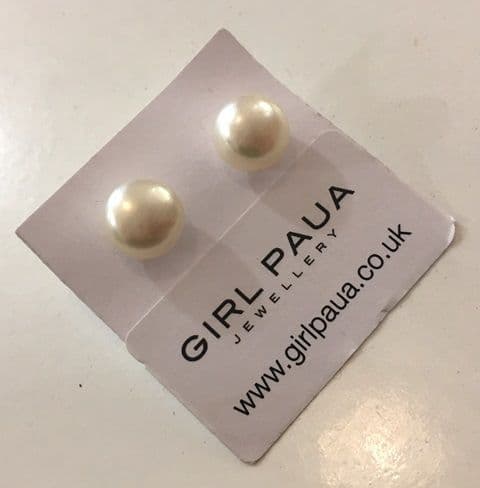 Earrings - Freshwater Pearl Stud White 6-8mm