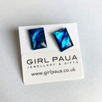 Earrings - Paua Blue Shapes - Stud