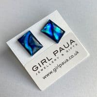 Earrings - Paua Blue Shapes - Stud