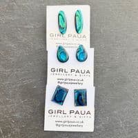 Earrings - Paua Blue Shapes - Stud