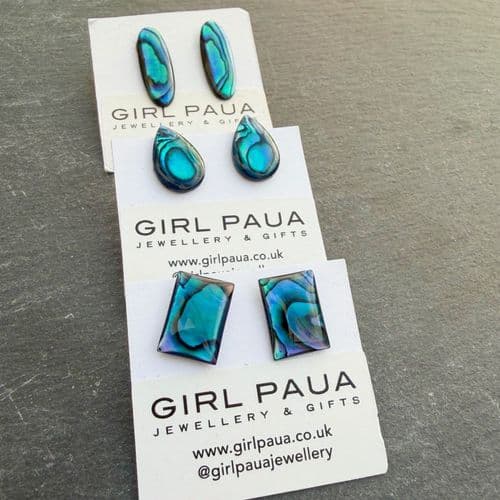 Earrings - Paua Blue Shapes - Stud