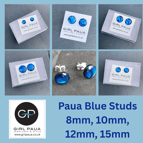 Earrings - Paua Blue Studs 8mm, 10mm, 12mm, 15mm