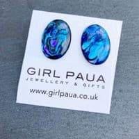 Earrings - Paua Blue Studs 8x10mm, 10x14mm, 13x18mm