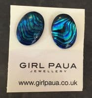 Earrings - Paua Blue Studs 8x10mm, 10x14mm, 13x18mm