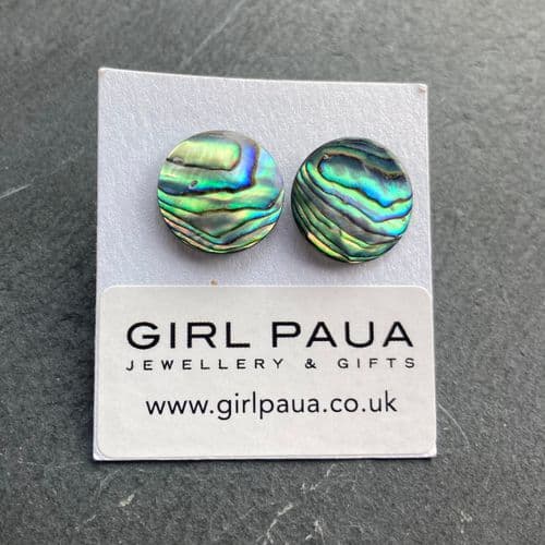 Earrings - Paua Natural Disc 15mm - Stud