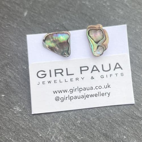 Earrings - Paua Stud Natural Shell A - PE04