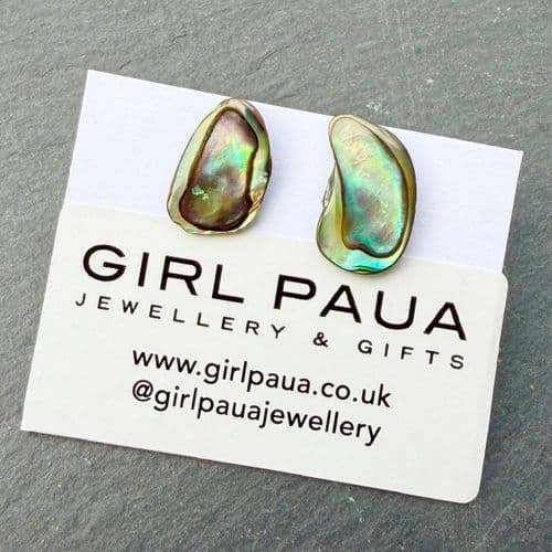 Earrings - Paua Stud Natural Shell I - PE04