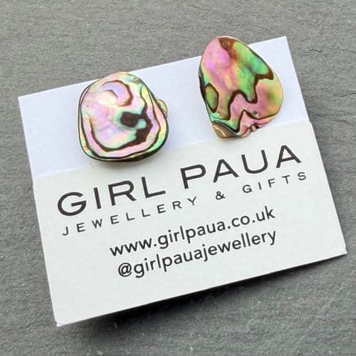 Earrings - Paua Stud Natural Shell K - PE04