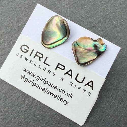 Earrings - Paua Stud Natural Shell L - PE04