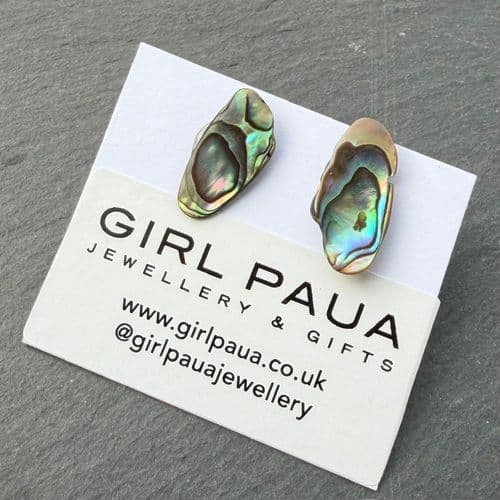 Earrings - Paua Stud Natural Shell O - PE04