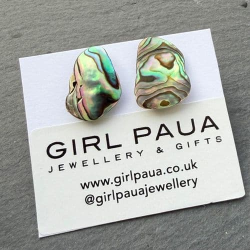 Earrings - Paua Stud Natural Shell Q - PE04
