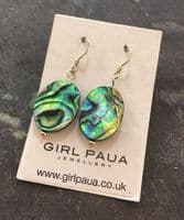 Earrings - PE02 Paua Oval & Silver Bead