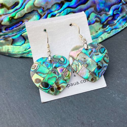 Earrings - PE03-MH Paua Mosaic Heart