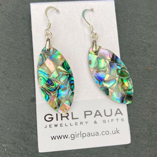 Earrings - PE03-MLV Paua Mosaic Long Oval
