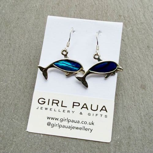 Earrings - PE17-Dolphin - Paua Blue Dolphin