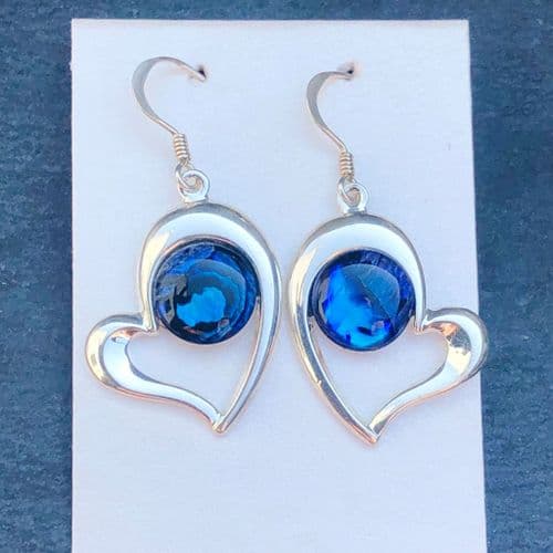 Earrings - PE17-LH Paua Blue Large Heart