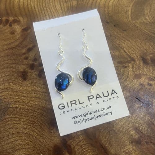 Earrings - PE17-SQV Paua Blue Small Squiggle