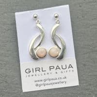 Earrings - PE17-WV Mother of Pearl Pink Wave Circle