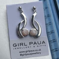 Earrings - PE17-WV Mother of Pearl Pink Wave Circle