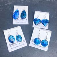 Earrings - PE18 Paua Blue Heart 20mm