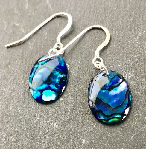 Earrings - PE18 Paua Blue Oval 18x13mm
