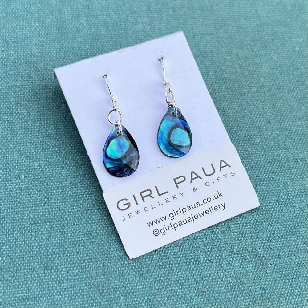 Earrings - PE18 Paua Blue Sm Waterdrop
