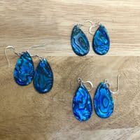 Earrings - PE18 Paua Blue Waterdrop 30x16mm