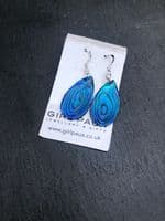 Earrings - PE18 Paua Blue Waterdrop 30x16mm
