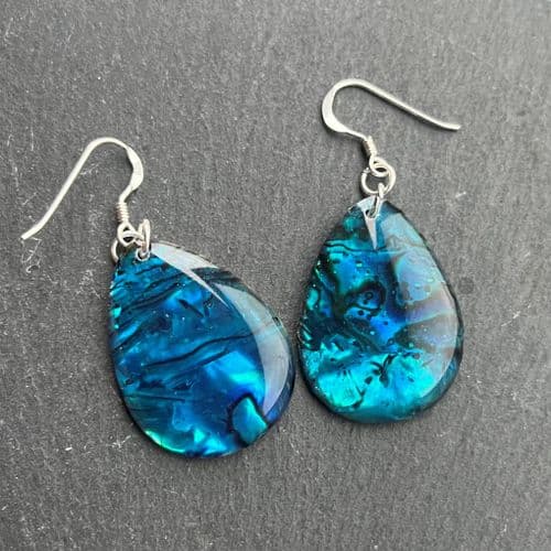 Earrings - PE18 Paua Blue XL Waterdrop 30x22mm
