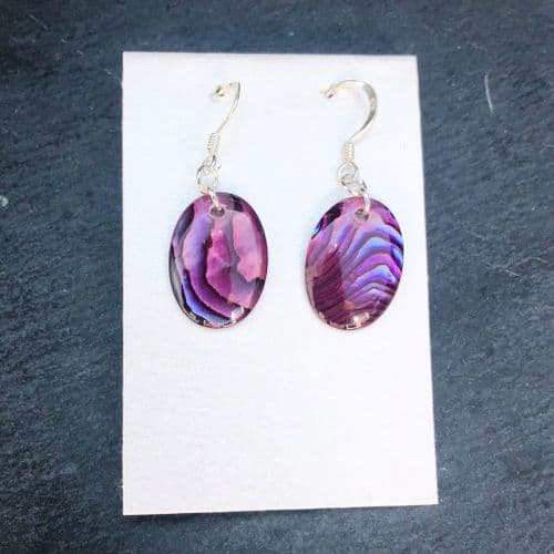 Earrings - PE18 Paua Red Oval 18x13mm