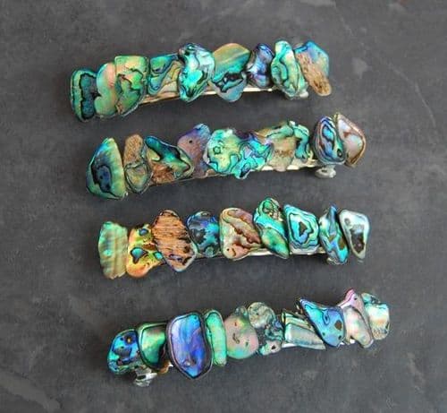 Hairclip - Paua Shell Mosaic - XLarge 10cm (OPTION - buy more pay less!)