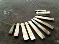 Necklace - Black Mother of Pearl Fans with Silver Beads - WAS £35 MN103