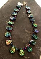 Necklace - Paua & Cut Glass Crystal PN08 Waterdrop Multicoloured